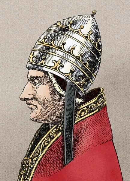 Pope Innocent III. Portrait of Pope Innocent III.. Digitally colored woodcut