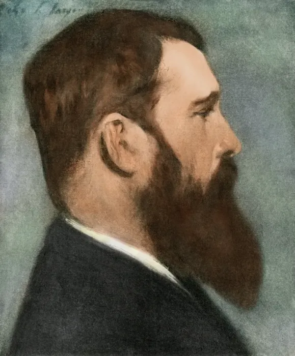 Framed Print : Monet. Portrait of artist Claude Monet.. Digitally colored halftone reproduction Framed Print : Monet. Portrait of artist Claude Monet.. Digitally colored halftone reproduction
