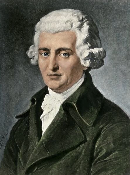 Haydn. Portrait of composer Franz Joseph Haydn.. Hand-colored photograph of a painting