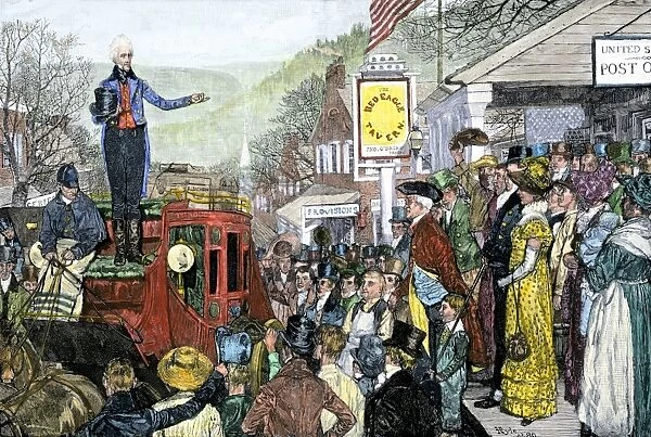 PPRE2A-00011. President-Elect Andrew Jackson making a speech at a stage