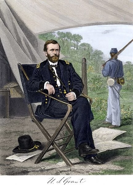 PPRE2A-00026. General Ulysses S. Grant in field headquarters during the Civil War.