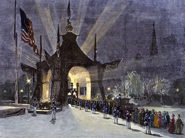 PPRE2A-00064. Coffin of President Garfield in the public catafalque, a night view, 1881.