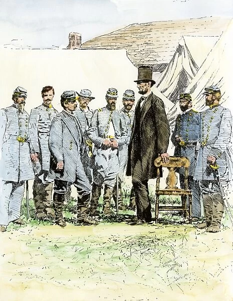 PPRE2A-00067. President Lincoln meeting with General McClellan at Antietam battlefield