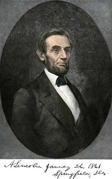 PPRE2A-00087. Abraham Lincoln in Springfield, Illinois in 1861, with his autograph.