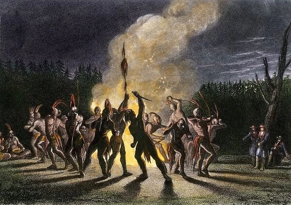 PPRE2A-00116. George Washington and Thomas Fairfax attending a Native American war-dance.