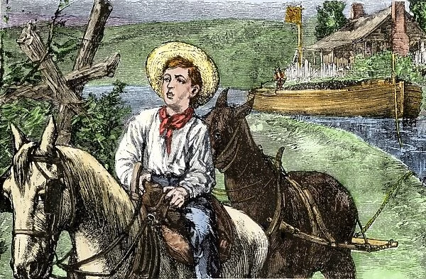 PPRE2A-00181. James A. Garfield as a boy, working as a mule rider towing a canal boat.