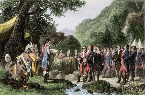 PPRE2A-00192. George Washington leading his soldiers in prayer in camp during the French