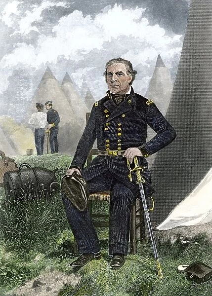 PPRE2A-00206. General Zachary Taylor in field headquarters during the US-Mexican War.