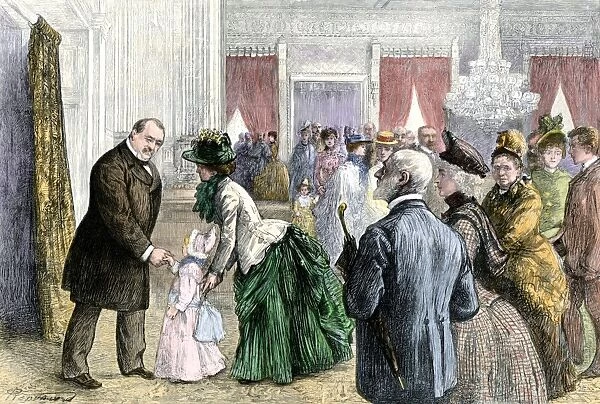 PPRE2A-00274. President Grover Cleveland greeting citizens at a White House