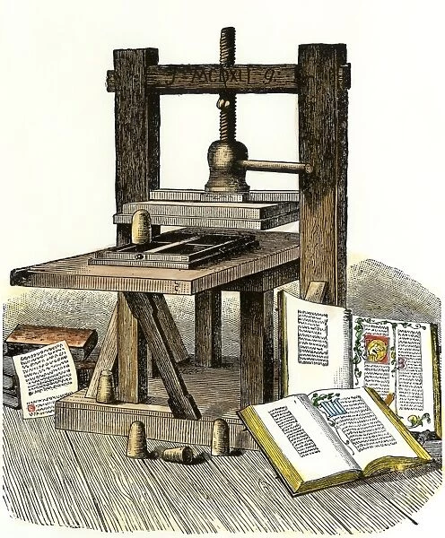 PPRT2A-00006. Gutenberg's printing press, Mainz, Germany, 1450s.