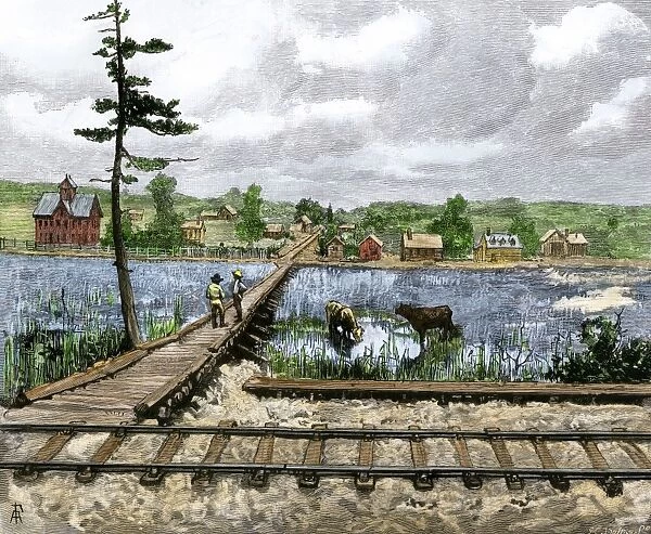 Prairie settlement along the transcontinental railroad
