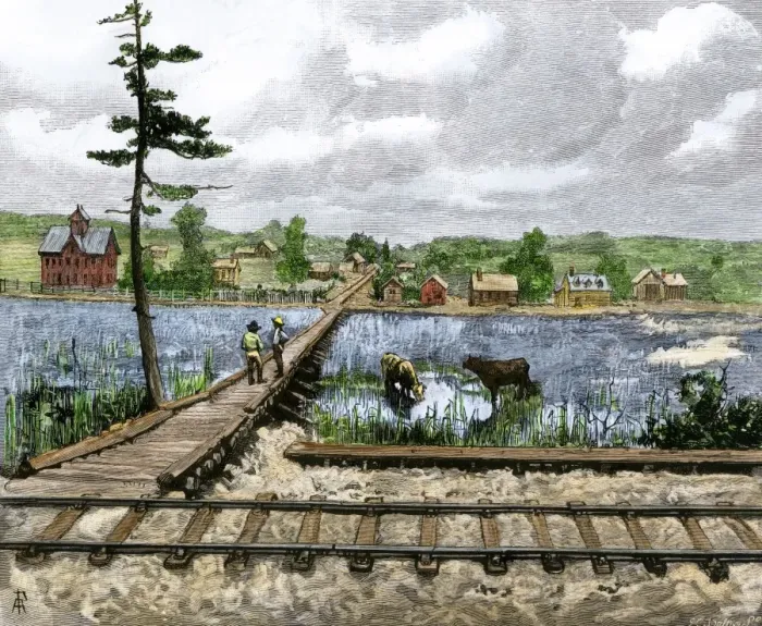 Framed Print : Prairie settlement along the transcontinental railroad Framed Print : Prairie settlement along the transcontinental railroad