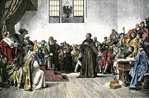 PREL2A-00010. Martin Luther defending his views at the Diet of Worms, 1521.