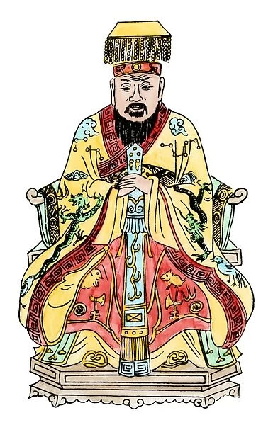 PREL2A-00017. Confucius.. Hand-colored woodcut of a 19th-century illustration