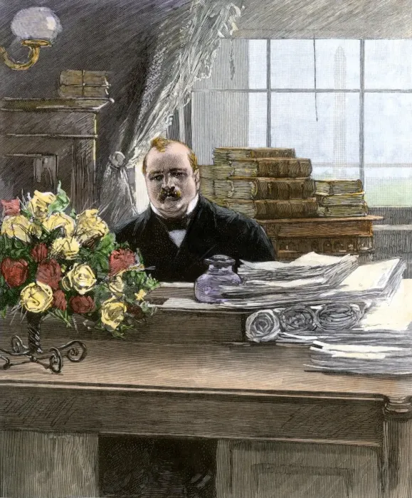 Framed Print : President Cleveland at work in the White House Framed Print : President Cleveland at work in the White House