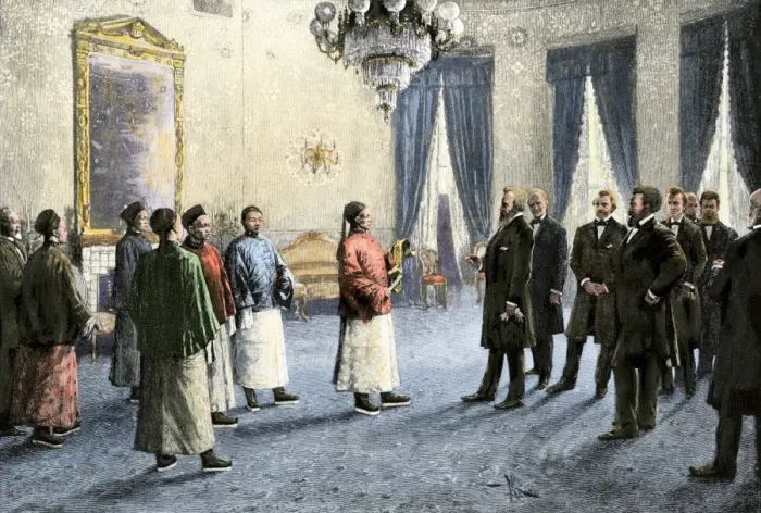 Framed Print : President Hayes receiving the first Chinese ambassador to the US Framed Print : President Hayes receiving the first Chinese ambassador to the US
