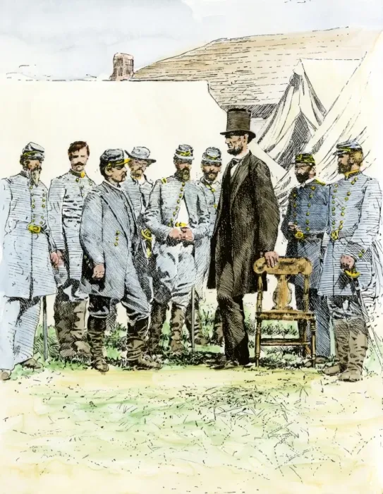 Framed Print : President Lincoln meeting with General McClellan at Antietam battlefield Framed Print : President Lincoln meeting with General McClellan at Antietam battlefield