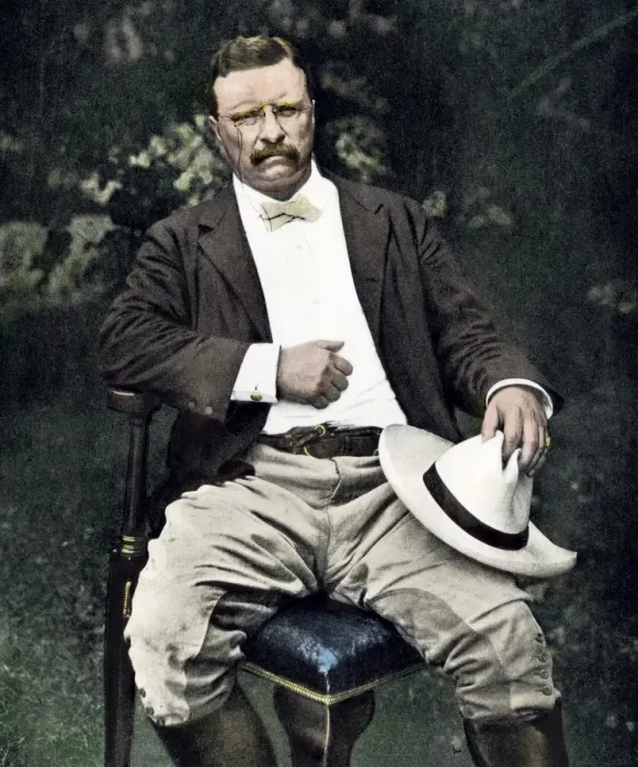 Framed Print : President Theodore Roosevelt seated outdoors
