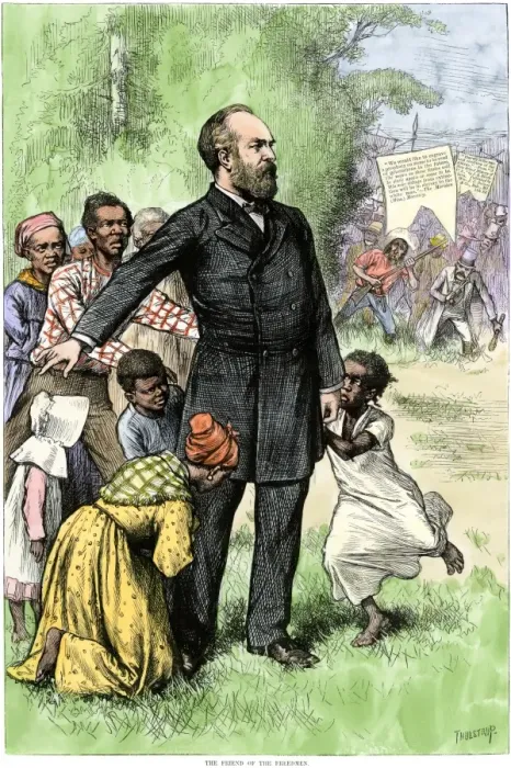 Framed Print : Presidential candidate James Garfield defending former slaves Framed Print : Presidential candidate James Garfield defending former slaves