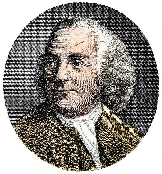 PREV2A-00017. Benjamin Franklin portrait while in London, 1777.. Hand-colored engraving