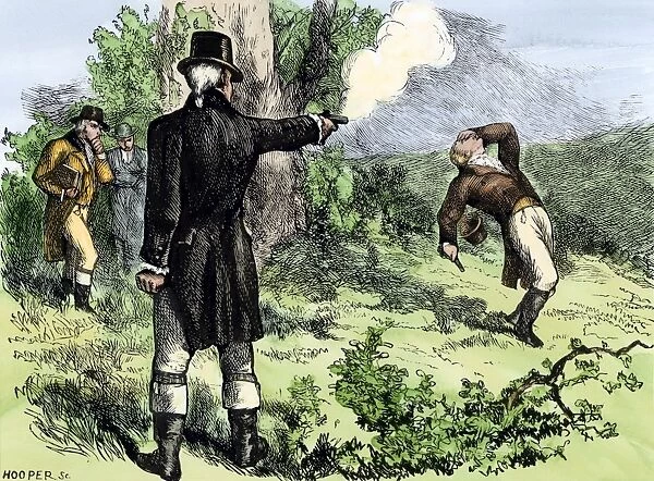 PREV2A-00049. Alexander Hamilton killed in a duel with Aaron Burr, 1804.