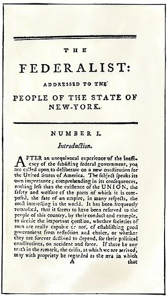 PREV2A-00052. Title page of ' The Federalist, ' 1788, urging ratification of the new U.S