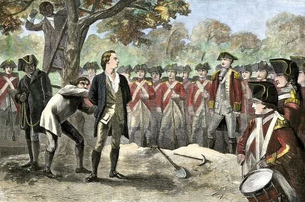 PREV2A-00078. Execution of patriot Nathan Hale by the British, 1776.