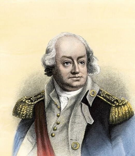 PREV2A-00117. American General Benjamin Lincoln.. Hand-colored engraving of a portrait