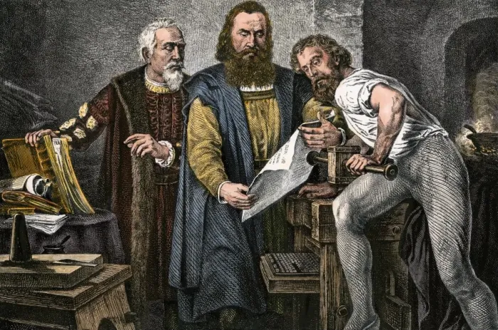 Framed Print : Printing the Gutenberg Bible, 1453