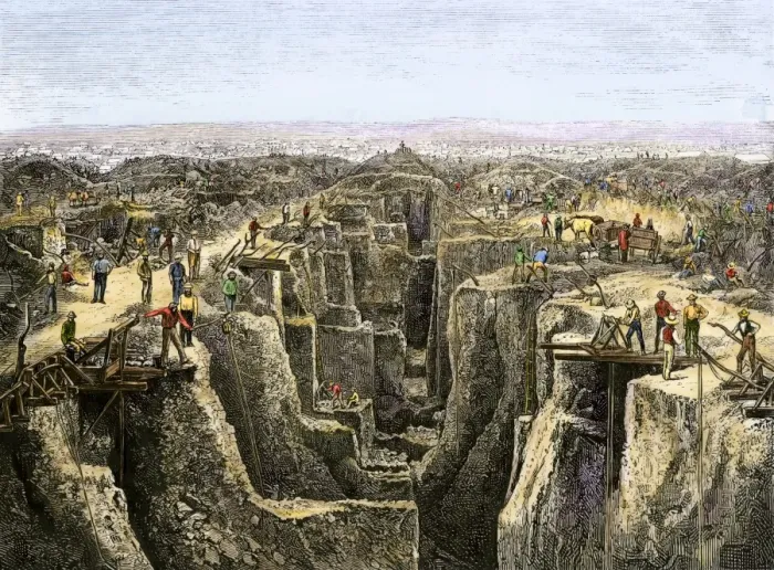 Framed Print : Prospectors working the diamond diggings near Colesberg Framed Print : Prospectors working the diamond diggings near Colesberg