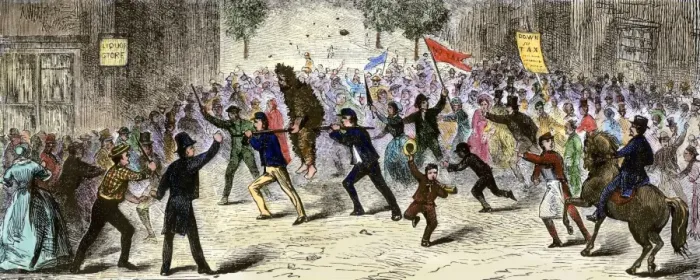 Framed Print : Protestors tar and feather a tax collector during the Whiskey Rebellion in