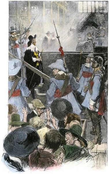 PROY2A-00058. Charles I leaving Westminster after his trial as an enemy of the nation