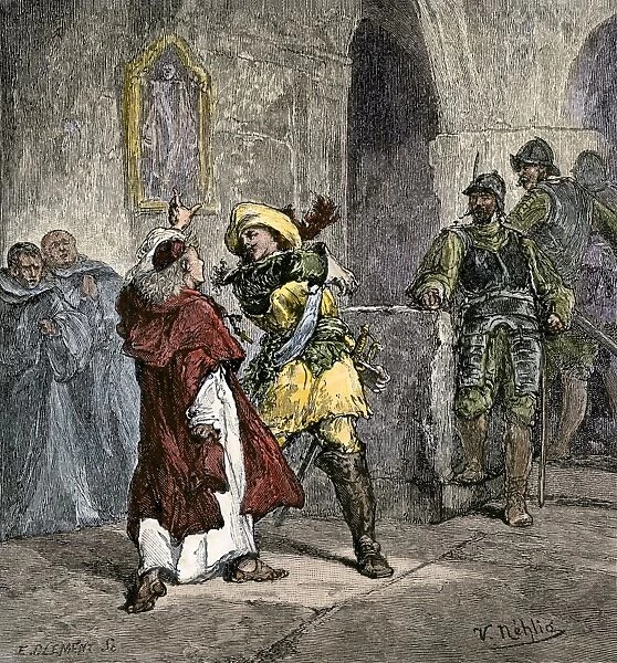 PROY2A-00167. Peter striking a priest in a monastery.