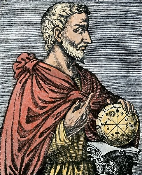 PSCI2A-00020. Pythagoras.. Hand-colored engraving