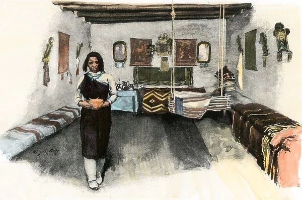 Pueblo home interior, 1800s
