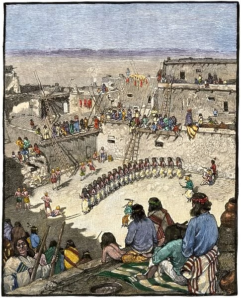 Pueblo Indian ceremonial dance, 1800s