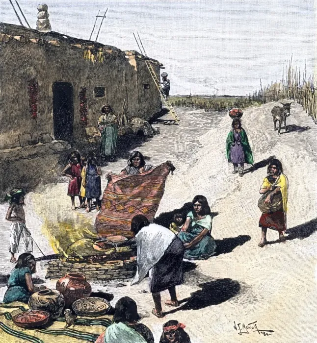 Framed Print : Pueblo women firing pottery Framed Print : Pueblo women firing pottery