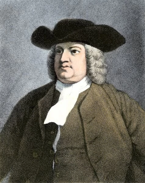 PUSA2A-00055. English Quaker William Penn.. Hand-colored engraving of a portrait