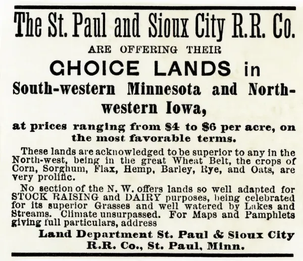 Railroad land for sale in Iowa and Minnesota available as Framed Prints