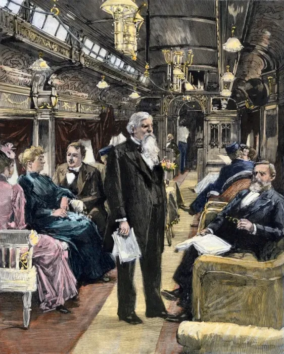 Framed Print : Railroad parlor car with President Benjamin Harrison aboard Framed Print : Railroad parlor car with President Benjamin Harrison aboard
