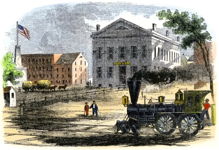 Framed Print : Railroad in Syracuse, New York, 1850s Framed Print : Railroad in Syracuse, New York, 1850s