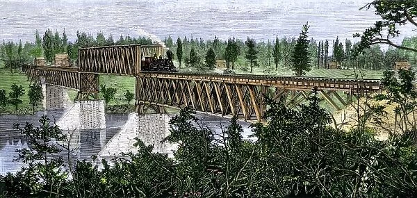 Railroad trestle over the Mississippi River in Minnesota