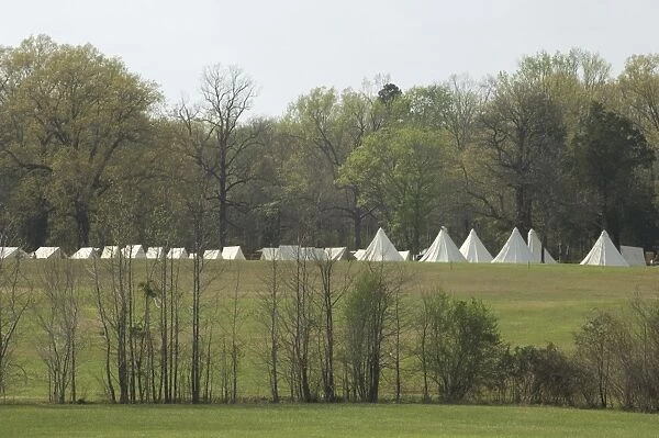 Reenactment of a Civil War army camp, Shiloh battlefield