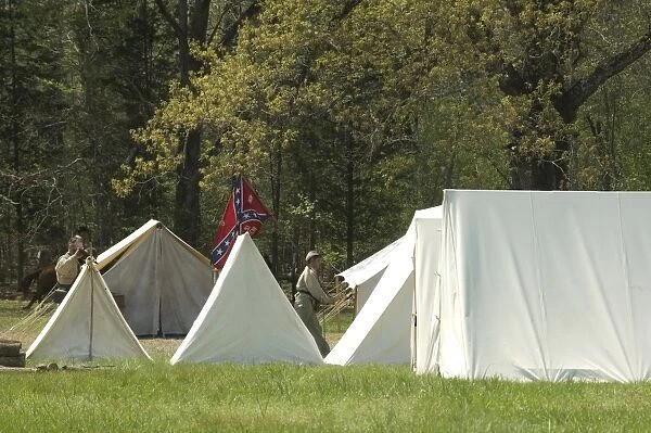 Reenactment of a Confederate encampment, Shiloh battlefield