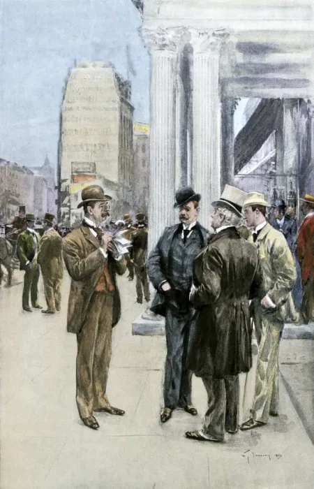 Framed Print : Reporter interviewing people in the financial district Framed Print : Reporter interviewing people in the financial district