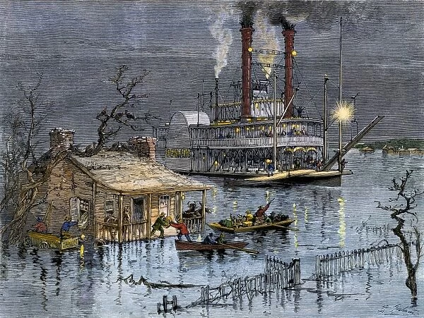 Rescue of flood victims on the Mississippi River, 1800s