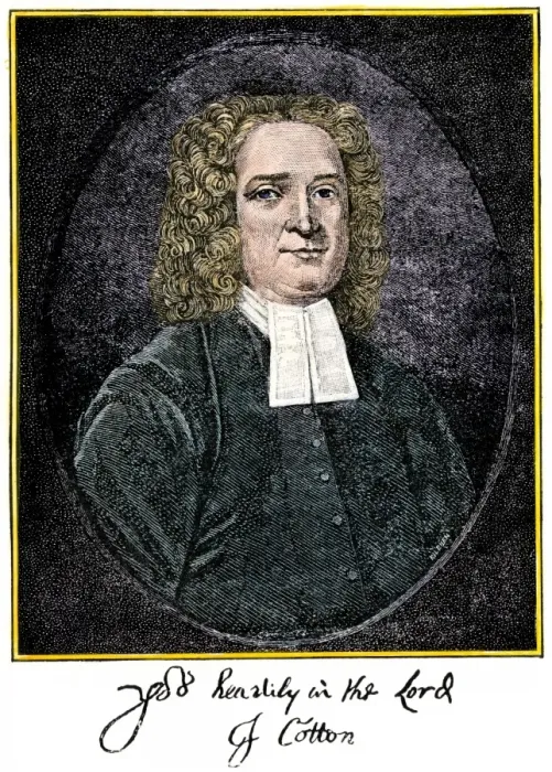 Framed Print : Reverend John Cotton portrait and signature Framed Print : Reverend John Cotton portrait and signature