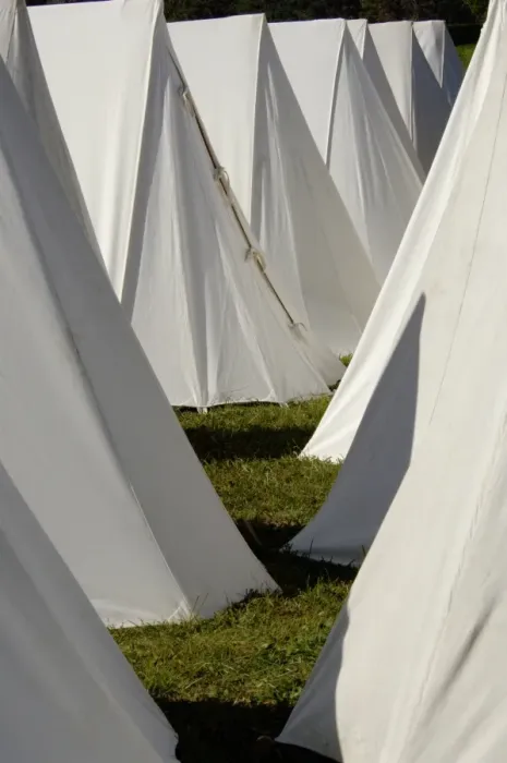 Framed Print : Revolutionary War reenactors tents at Yorktown battlefield