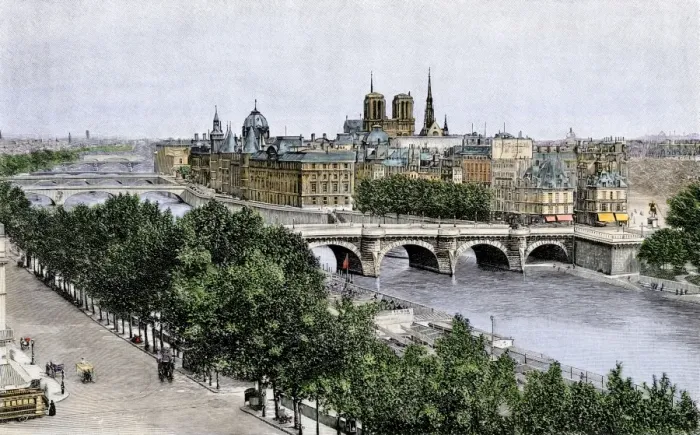 Framed Print : River Seine in Paris, 1890s Framed Print : River Seine in Paris, 1890s