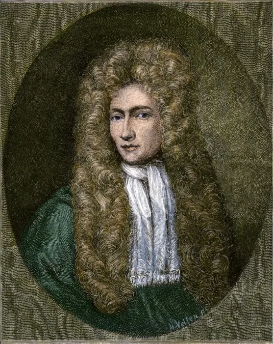 Framed Print : Robert Boyle. Hand-colored engraving of a portrait